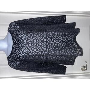 Lane Bryant Long Sleeve Sexy Black Lace Peplum Top Sz 18 NWT